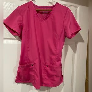 Purple Label Yoga by Healing Hands Pink Scrub Top